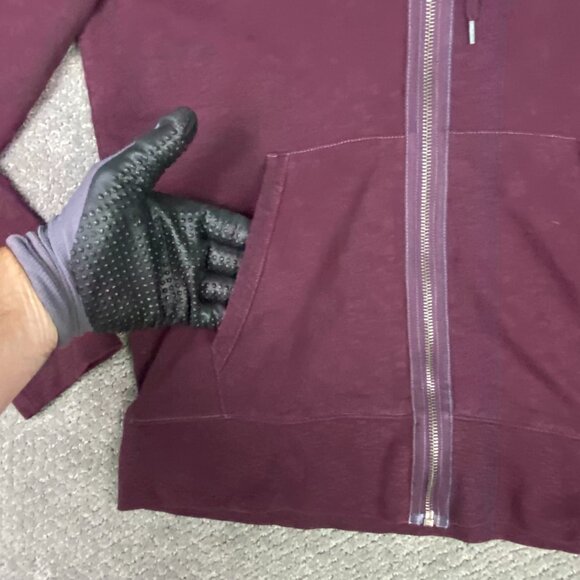 John Varvatos Peace Sign Logo Hoodie Men's Medium Burgundy Full Zip Up - Picture 4 of 13